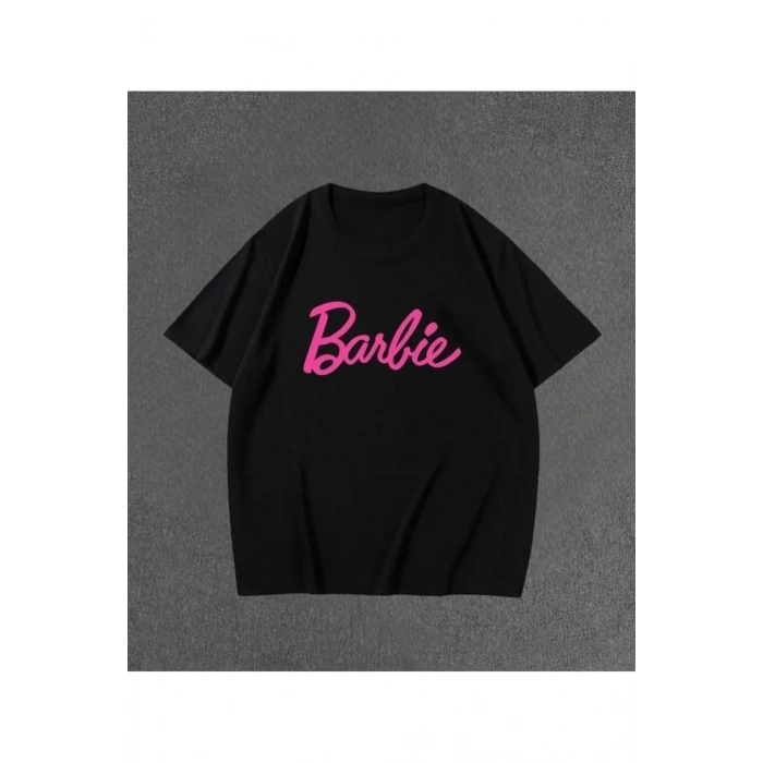 Kadın Baskılı Oversize T-shirt - Siyah