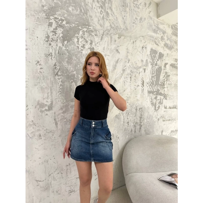 Kadın Kısa kol Badi bluz - Siyah