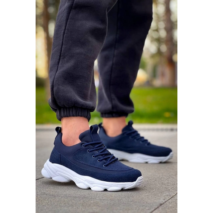 KB-707  Kuback Lacivert Süet Yüksek Taban Bağcıklı Günlük Erkek Ayakkabı