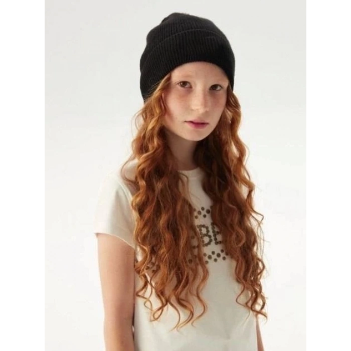 Kız Çocuk Katlamalı Basic Bere - Siyah