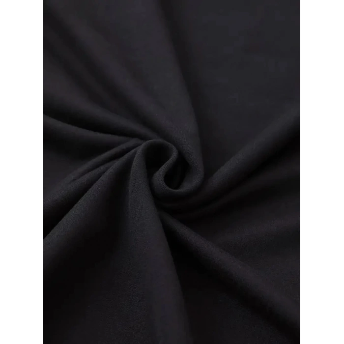 Leopar Desenli Fiyonklu Tişört - Rahat Polyester, Makinede Yıkanabilir, Bisiklet Yaka, Kadınlar için Yazlık Günlük Üst - Siyah