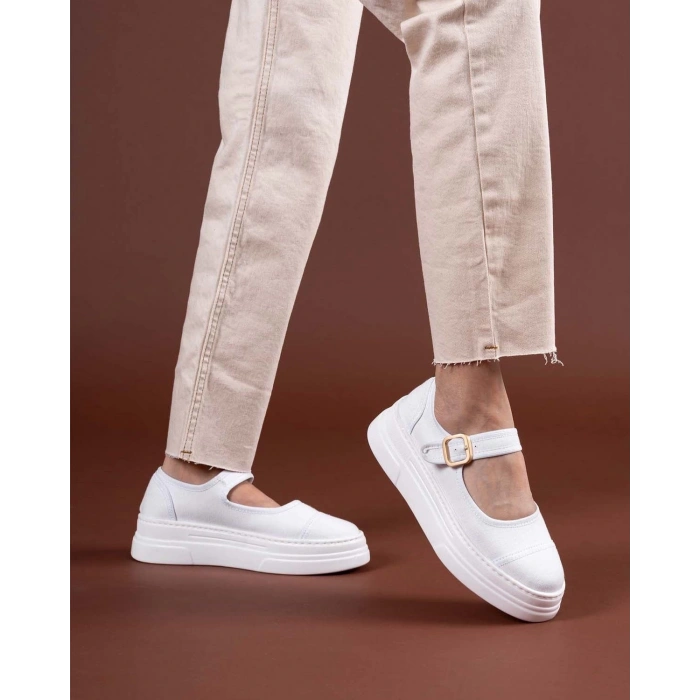 Lunni Beyaz Keten Spor Ayakkabı