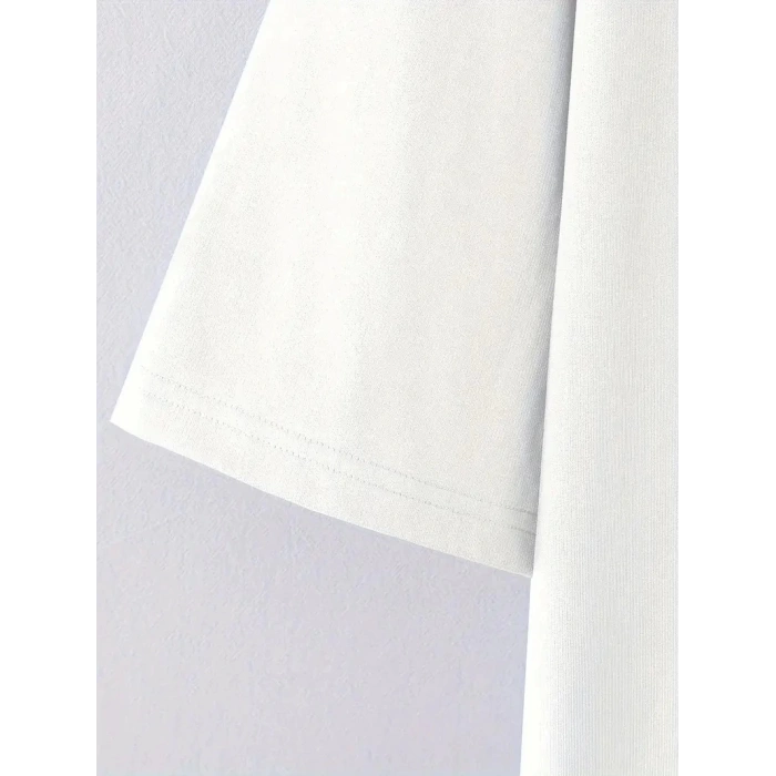 No Risk No Story Baskılı Oversize Bisiklet Yaka T-shirt - Beyaz