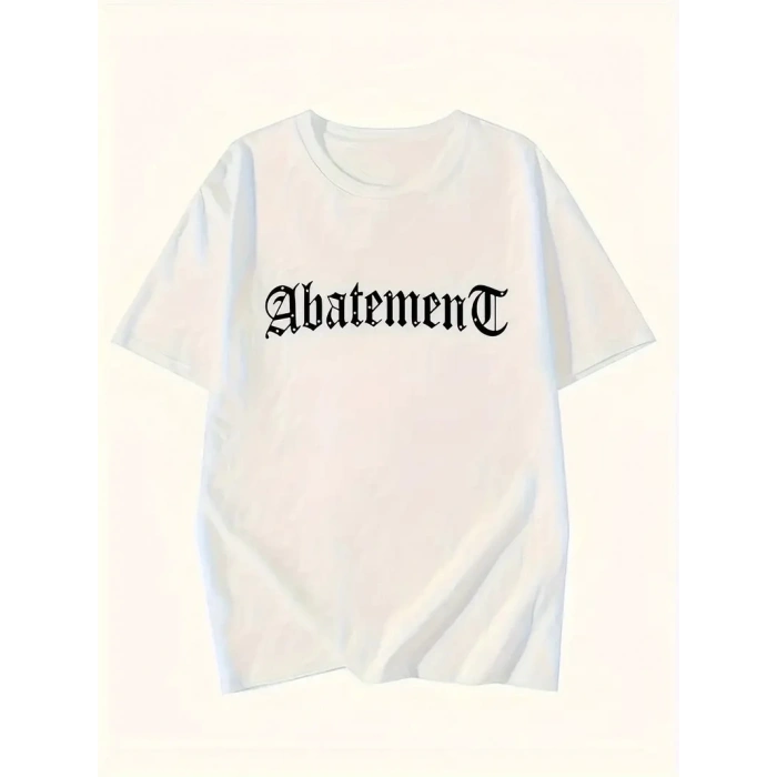 Örümcek Ağı Desenli Baskılı Oversize Bisiklet Yaka T-shirt  - Beyaz