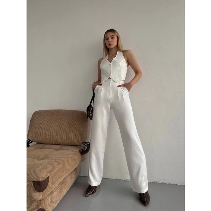 Palazzo pantolon beyaz s23211