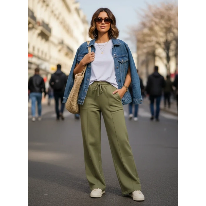 Kadın Pamuklu Çımalı Pantolon