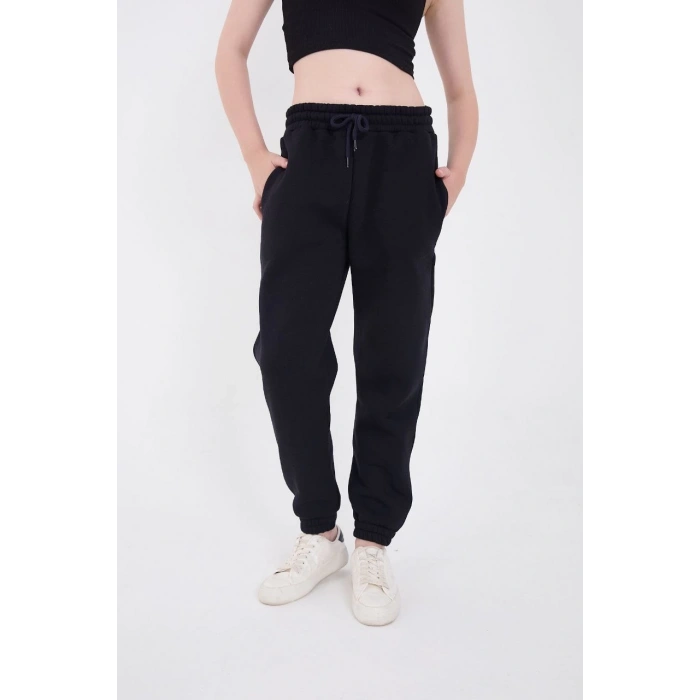 Üç İplik Basic Lastikli Eşofman Pantolon - Lacivert