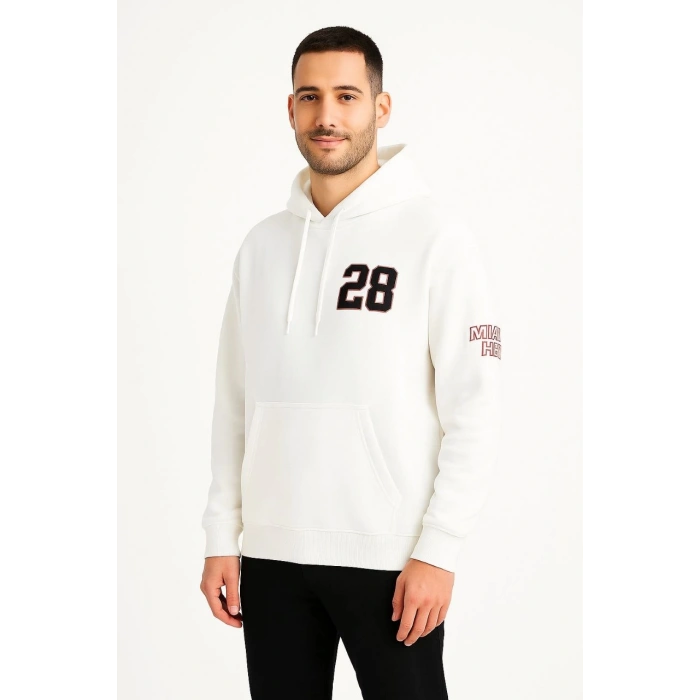 Erkek Kapşonlu Sweatshirt – Oversize Üç İplik Şardonlu Hoodie, “Other Lives” Ön & Arka Baskılı, Kanguru Cepli, Kışlık Rahat Günlük Stil - Beyaz