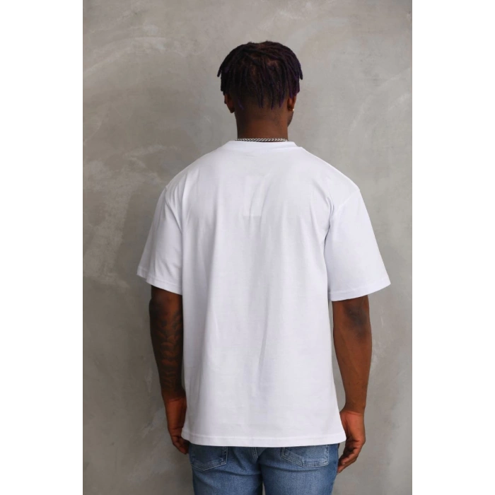Unisex Baskılı Oversize T-Shirt - Beyaz
