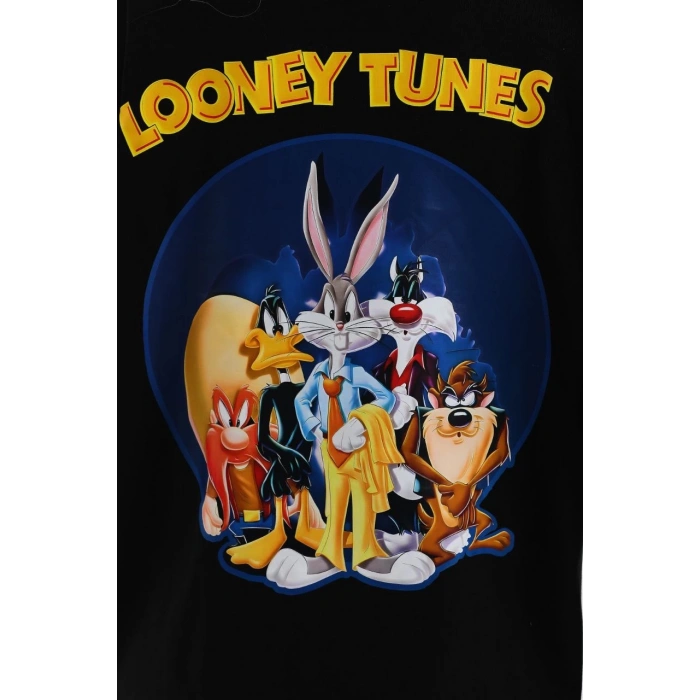 Unisex Baskılı Oversize T-Shirt - Siyah