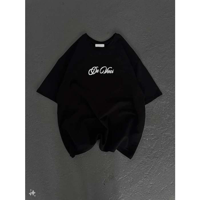 Unisex Baskılı Oversize T-Shirt - Siyah