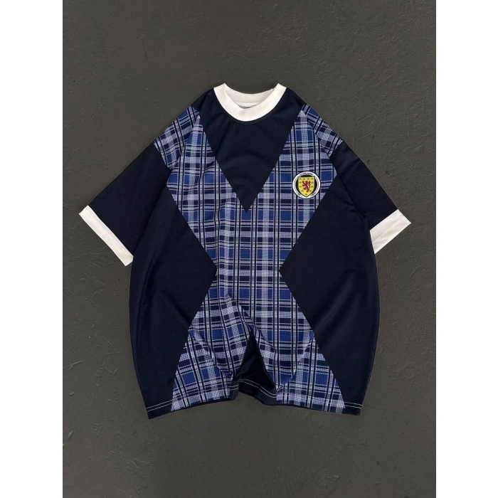 Unisex Bisiklet Yaka Baskılı Oversize T-Shirt - Siyah