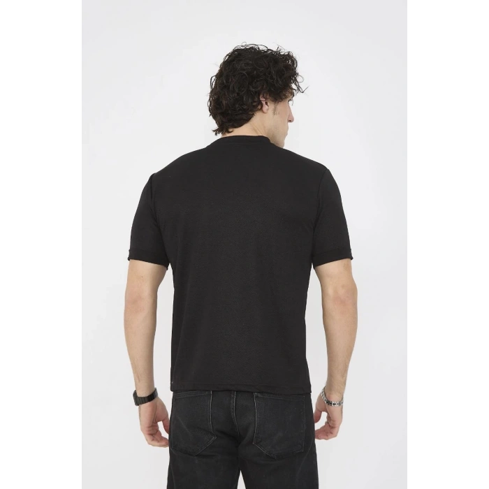 Unisex Bisiklet Yaka Slim fit T-Shirt- Siyah