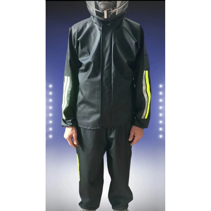 Motorcu Kurye Su Geçirmez Yağmurluk Takım - Siyah