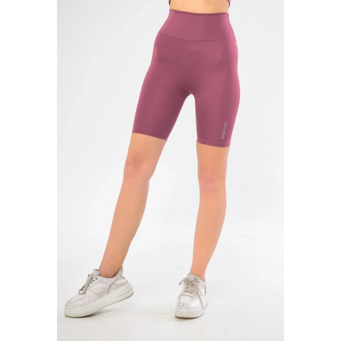 Yüksek Bel Biker Sporcu Şort - Gül Kurusu