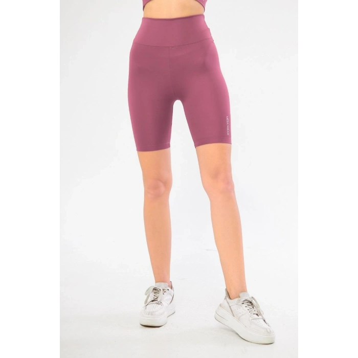 Yüksek Bel Biker Sporcu Şort - Gül Kurusu