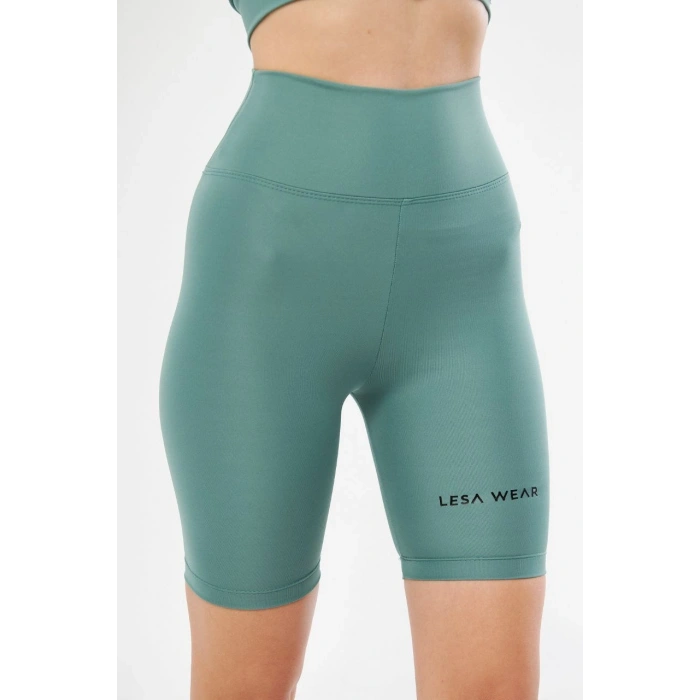 Yüksek Bel Biker Sporcu Şort - Mint Yeşili
