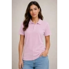 2li Kadın Polo Yaka Pike Kumaş Düğmeli Basic Tişört Günlük Rahat Kesim - Beyaz, Pembe