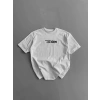 20/1 Penye Compack Baskılı Oversize Bisiklet Yaka Kısa Kol Yazlık T-shirt - Beyaz