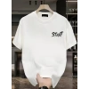 20/1 Penye Compack Start All Over Baskılı Oversize Bisiklet Yaka Kısa Kol Yazlık T-shirt - Beyaz