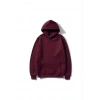 Kadın 3 İplik Pamuklu Kapüşonlu Kanguru Cepli Düz Hoodie Sweatshirt - Bordo