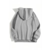 3 İplik Pamuklu Unisex Kapşonlu Sweetshirt - Gri