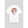 8 Mart Dünya Kadınlar Günü Baskılı Oversize Bisiklet Yaka T-shirt - Beyaz