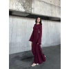 Acık Sırt Detaylı Maxi Uzun Boy Elbise- Bordo