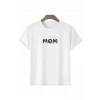 Anneler Günü Hediye Mom Çiçek Baskılı Oversize Bisiklet Yaka T-shirt - Beyaz