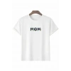 Anneler Gününe Özel Tasarım mom Çiçek Baskılı T-shirt - Beyaz