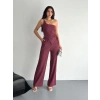 Asimetrik Crop Pantalon ikili Takım - Gül Kurusu