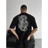 Erkek Baskılı T-Shirt Kısa Kol Bisiklet Yaka Regular Fit Rahat Kalıp Günlük Tişört - Siyah