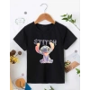 Bisiklet Yaka Kısa Kol Çocuk Baskılı T-Shirt - Siyah