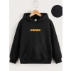 Çocuk Unisex Kapüşonlu Ön ve Arka Garfield Baskılı Sweatshirt - Siyah