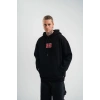 Double Oversize Kapşonlu Dijital Patchli SweatShirt - Siyah