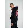 Double Oversize Kapşonlu Dijital Patchli SweatShirt - Siyah
