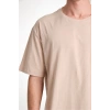Erkek 24/1 Düz A Kalite Oversize T-shirt - Bej
