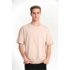 Erkek 24/1 Düz A Kalite Oversize T-shirt - Bej