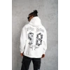 Erkek 98 Baskılı Kapşonlu Sweat - Beyaz