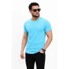 Erkek Basic Tişört Bisiklet Yaka Kısa Kol Günlük Yazlık Slim fit T-Shirt - Açık Mavi
