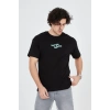 Erkek Baskılı 24/1 Penye T-Shirt - Siyah