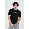 Erkek Baskılı 24/1 Penye T-Shirt - Siyah