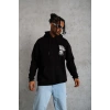 Erkek Baskılı Kapşonlu Sweat - Siyah