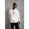 Erkek Baskılı Kapüşonlu Sweat - Beyaz