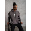 Erkek Baskılı Kapüşonlu Sweat - Gri