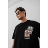 Erkek Baskılı Oversize T-shirt - Siyah