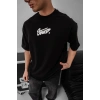 Erkek Baskılı Oversize T-shirt - Siyah