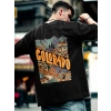 Erkek Baskılı Oversize T-shirt - Siyah