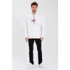 Erkek Baskılı Üç İplik Kapüşonlu Oversize Sweatshirt - Beyaz