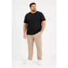 Erkek Battal Big Size Basic Tişört Bisiklet Yaka Rahat Kalıp T-Shirt - Siyah